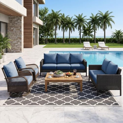 ZCUBED Luxury 6.2" Thick Outdoor Chair Cushions 2 Set - 22 x24 Inch 30D Sponge Filling Fade-Resistant Chair Cushion, Water Resistant & Removable Cover Patio Furniture Replacement Cushion,Baby Blue - color: Baby Blue, size: 22"x24" Extra Thick