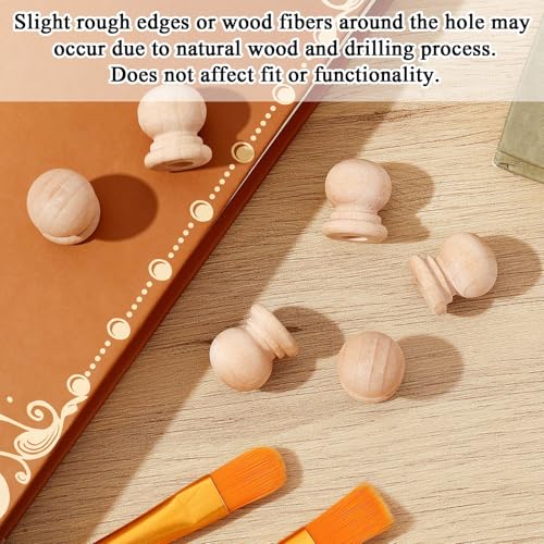 Pinkunn 30 Pcs Wood Drawer Knobs Finial Dowel Rod Unfinished, Classic Ball - style: Classic