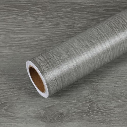 VEELIKE Ash Grey Wood Wallpaper Peel and Stick Countertop Waterproof Thick Wood Grain Contact Paper for Countertops Table 15.7''x354'' Self Adhesive Removable Cabinet Vinyl Wrap for Kitchen Bathroom - size: 15.7" x 354"