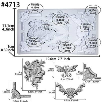 Art Mold for Polyclay Air Dry Clay Plaster, Border Frame with Cupids - color: Border, Frame, Cupids