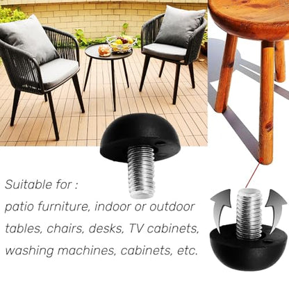 18Pcs 8mm x 1.25 M8 Adjustable Furniture Legs Feet, Stainless Steel Table Levelers Outdoor Screw in Leveling Feet for Patio Table, Chairs, Cabinet Desk and Stool - size: 18PCS
