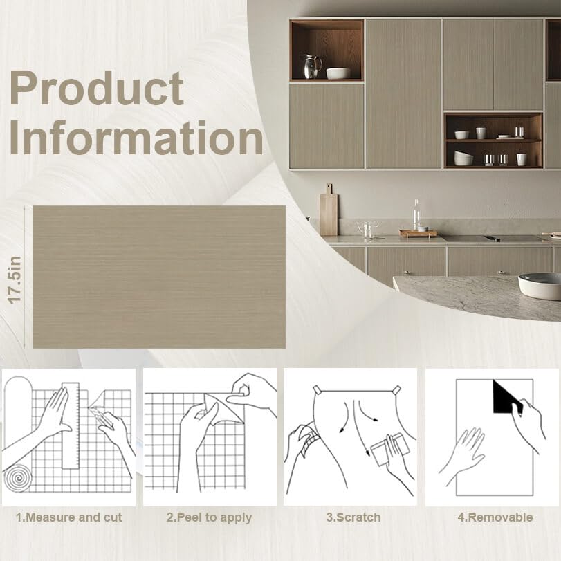Heroa Oak Wood Contact Paper for Cabinets Countertops Drawers Table Desk Wood Wallpaper Modern Wood Grain Contact Paper Self Adhesive Removable Vinyl Rolls 17.7" x 393" - color: Light Oak Wood, size: 17.7" x 393"