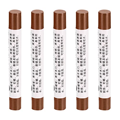 uxcell Furniture Repair Crayons, 5Pcs - Wood Wax Filler Stick, Furniture Markers Touch Up - for Scratches Holes Tables Desks Wooden Floors Cover Ups, Cedar Brown - color: Cedar Brown