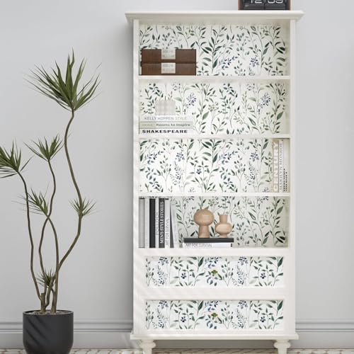 ILHIIOR Blue Leaf Peel and Stick Wallpaper Boho 17.5 x 393 Inches - color: Green, size: 17.5" x 393"