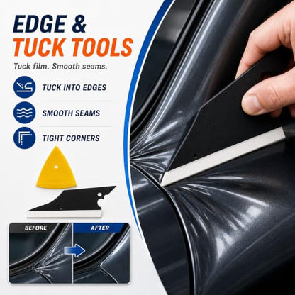 60 Pcs Vinyl Wrap Tool Kit for Car Wrapping, Window Tint Kit with Felt Squeegees, 6 Magnetic Holders, Film Cutter, Utility Knife, Scrapers & Storage Bag for Auto Vinyl, PPF, Decals