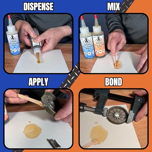 Brampton Extra Strength Epoxy, 20-Minute Work Life, Waterproof 2-Part Epoxy Glue Kit for Tile, Metal, Ceramic, Glass, Wood, Stone, Strong Bonding, Sandable, Paintable Resin, Easy 1:1 Mix, 4 oz - style: 4 FL OZ KIT
