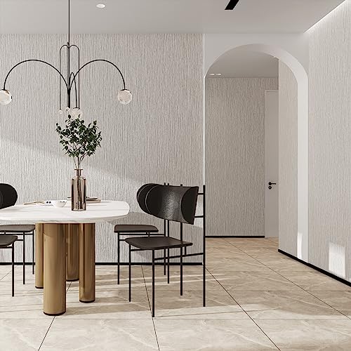 Haimin Grasscloth Wallpaper Textured 24in X 393in Fabric Contact Paper Wall Paper Textured Linen Peel and Stick Self-Adhesive Thick Vinyl Embossed Film Wallpaper (Beige Grey) - color: Beige Grey