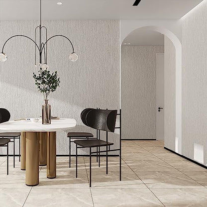 Haimin Grasscloth Wallpaper Textured 24in X 393in Fabric Contact Paper Wall Paper Textured Linen Peel and Stick Self-Adhesive Thick Vinyl Embossed Film Wallpaper (Beige Grey) - color: Beige Grey