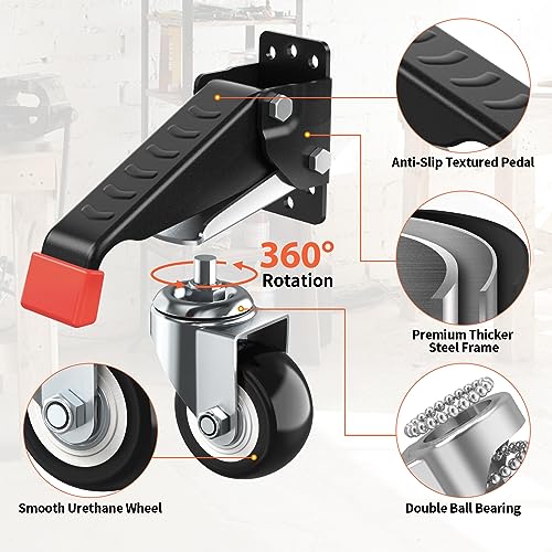 SPACEKEEPER Workbench Casters kit 660 Lbs- Retractable Casters, 4 Pack