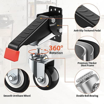 SPACEKEEPER Workbench Casters kit 660 Lbs- Retractable Casters, 4 Pack