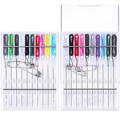 Hestya 2 Boxes Pre Threaded Needles Sewing Kit for Adults - color: Mixed Color