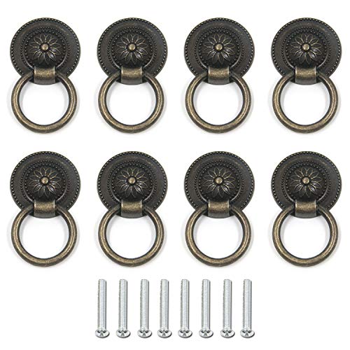 8Pcs Ring Pulls Circle Knobs for Cabinet (Bronze, 32mm/1-1/4 OD) - color: Bronze1.25