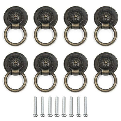 8Pcs Ring Pulls Circle Knobs for Cabinet (Bronze, 32mm/1-1/4 OD) - color: Bronze1.25