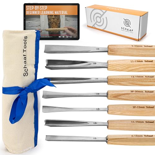 Schaaf Wood Carving Tools 7-pc Wood Chisel Set with Gouges, Hand Sharpened - color: Professionally Sharpened 7 Piece Set
