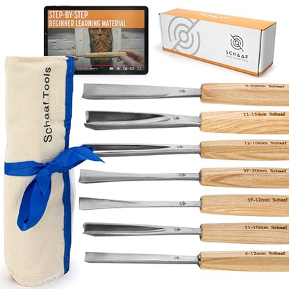 Schaaf Wood Carving Tools 7-pc Wood Chisel Set with Gouges, Hand Sharpened - color: Professionally Sharpened 7 Piece Set