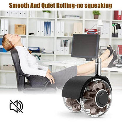 Omyoffice 2" Office Chair Wheels Set of 5, Brown Heavy Duty Chair Caster - color: Brown