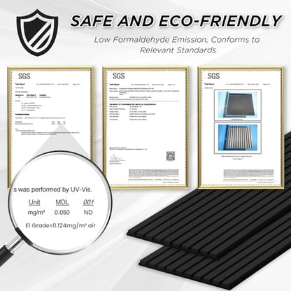 SMARTSTANDARD 2 Pack 105.9" x 12.6" Wood Slat Wall Panels, Matte Black - color: Classic Black, size: 106" x 25.2"