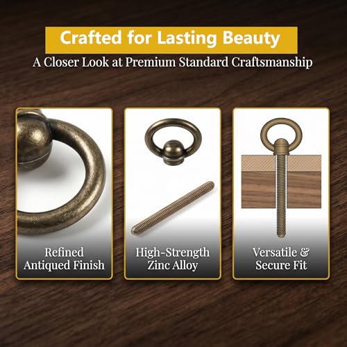 4 Pack Antique Brass Swivel Mirror Mounting Hardware, M8x85 Dresser Mirror Brackets with Adjustable Pivot Screws for Vanity Cabinet Frame, Mirror Mount - size: M8x85