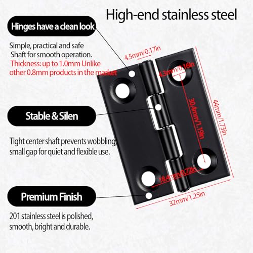 6 Pcs Small Hinges for Cabinet Doors Black Hinges Butt Cabinet Hinge