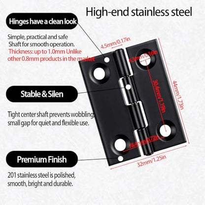 6 Pcs Small Hinges for Cabinet Doors Black Hinges Butt Cabinet Hinge