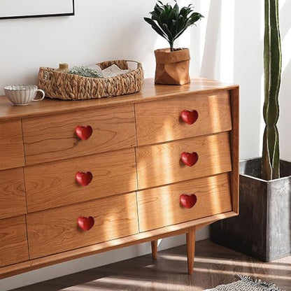 4Pcs Red Drawer Knobs, Heart Cabinet Knobs and Pulls - color: Red