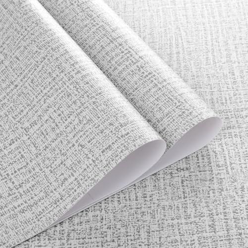 Grey Grasscloth Peel and Stick Wallpaper Fabric Paper 17.7in x 197in - color: Grey-1, size: 17.7" x 196.8"