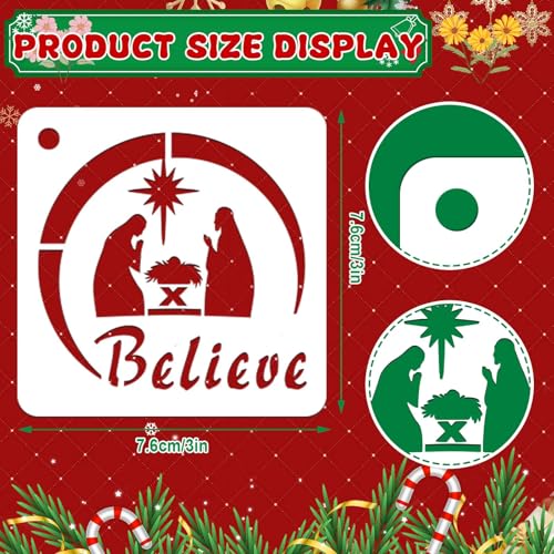JULMELON 20Pcs Christmas Stencils Reusable, Nativity of Jesus for Painting - style: Jesus Stencils