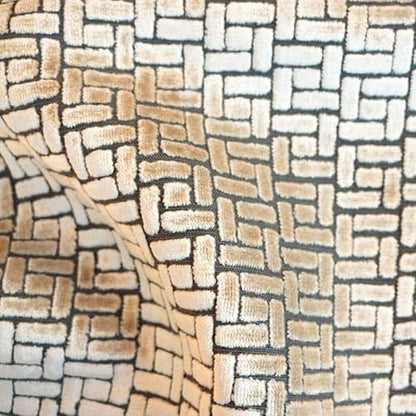 TOP FABRIC, Westfield, Geometric Pattern Burnout Velvet Upholstery Fabric by The Yard Laguna - color: Laguna