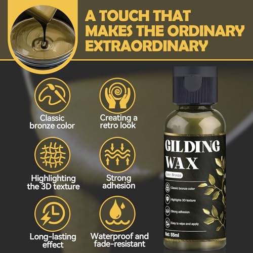 JAOJAO Bronze Gilding Wax, 55ml Metallic Polish Paste with Brush