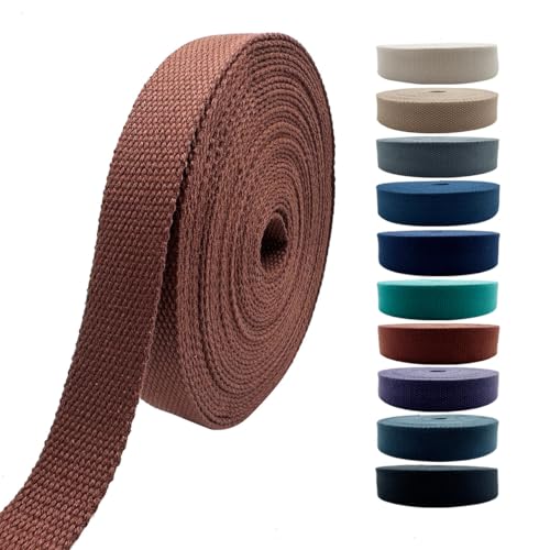 1 Inch Heavy Cotton Webbing 10 Yard Webbing Straps for Bags Handles,Tote Bag Webbing，Cloth Belt,Making Outdoor Supplies - color: Tawny