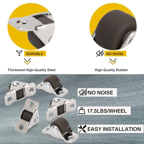 1/2 Inch Mini Rigid Caster Wheels, Micro Low-Profile,8‑Pack,17.5 lbs/Caster - size: SINGLE WHEEL-8pcs