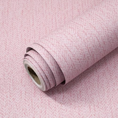 Pink Grasscloth Peel and Stick Wallpaper Fabric Paper 16in x 197in - color: Pink, size: 15.7" x 196.8"