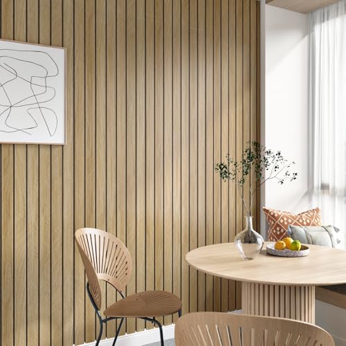 3D Brown Wood Wall Panels Acoustic Slat Wall Paneling - color: 1.brown, size: 11.8" x 197"