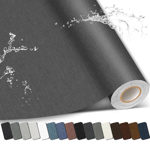 Fabric Repair Patch, Self Adhesive Couch Tape for Cloth Furniture - color: Linen Dark Grey, size: 3.5X79 Inch