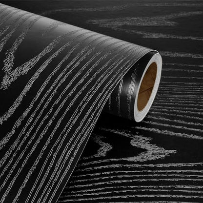 Livelynine Peel and Stick Countertops 24 X 394inch Waterproof Contact Paper for Cabinets Desk Furniture Kitchen Countertop Laminate Self Adhesive Black Wood Grain Vinyl Wrap Bathroom Cabinet Wallpaper - size: 24" x 394"