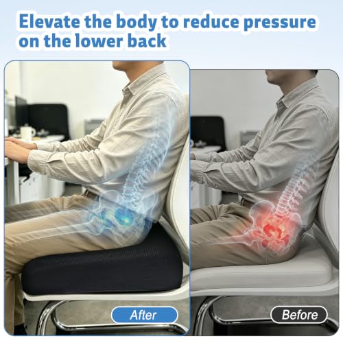 Wedge Hip Cushion Post Surgery for Long Sitting, Memory Foam Hip Replacement Recovery with Adjustable Strap Anti-Slip, Chair Cushion for Office Home Car Wheelchair