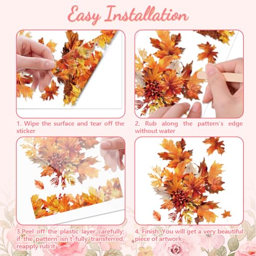 Peacoblue Autumn Leaves Rub On Transfers for Furniture Craft 6"x12" - style: Autumn Leaves