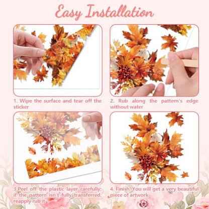 Peacoblue Autumn Leaves Rub On Transfers for Furniture Craft 6"x12" - style: Autumn Leaves