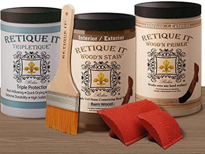 Retique It Liquid Wood Countertop Kit with Wood Gel Stain - Genuine Wood Finished countertops (42 oz (All Countertops), 34 Barn Wood) - color: 34 Barn Wood, size: 42 oz (All Countertops)