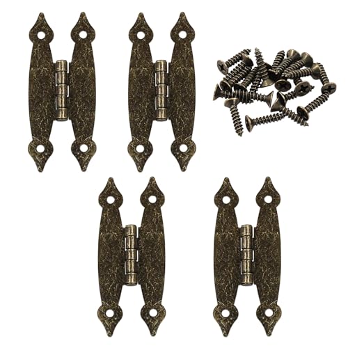 Murtenze 3.5 Inch Bronze Antique H Hinges, 4 Pack - color: Antique Bronze