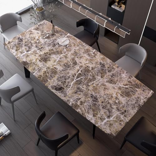 Wide Marble Granite Peel and Stick Wallpaper Contact Paper for Countertops - color: Brwon, size: 31.5" x 354"