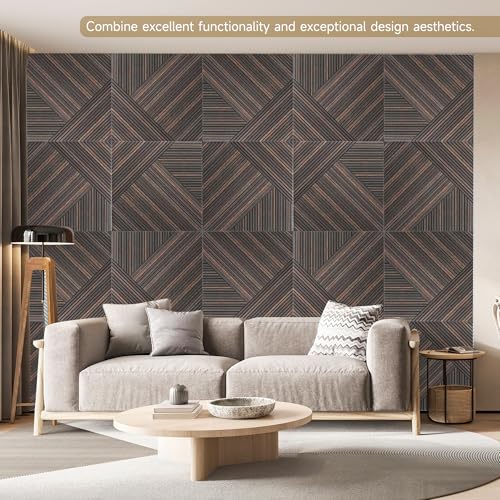 Acoustic Panels,6 Pack 23.6" x 23.6",Sound Panels,Rustic Walnut - color: Rustic Walnut