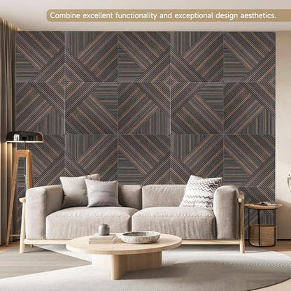 Acoustic Panels,6 Pack 23.6" x 23.6",Sound Panels,Rustic Walnut - color: Rustic Walnut