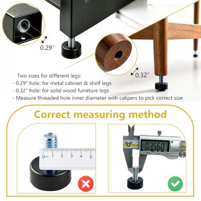4 Pack Adjustable Furniture Levelers, 3/8"-16 UNC Threaded Leveling Feet for Tables, Chairs, Cabinets, Shelving, Sofa – Heavy Duty Floor Protectors - size: 4pcs 3/8"-16 UNC