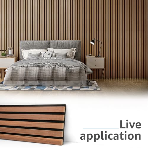 Art3d 4-Pack Fluted Acoustic Wood Slat Wall Panel, 107 x 8 Inch, Walnut - color: Walnut, size: 4pcs - 107＊8in.
