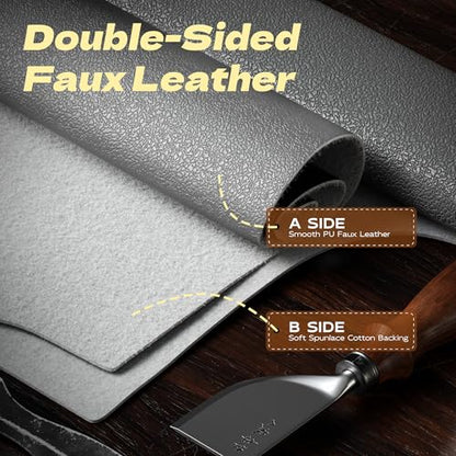 Marine Vinyl Fabric Faux Leather Upholstery, 1mm Thick, Waterproof & UV Resistant, Cotton Backing, Boat, Automotive, Crafting & Outdoor Pleather – 12" x 54" (1 FT), Grey - color: Grey, size: 1FT(12"x 54")-Rolled