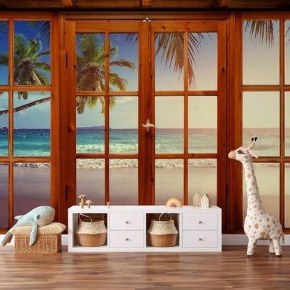 artgeist - Peel and Stick Wall Mural, Living Room Tropical Island 77x55 in - color: #07, size: 55"x77"