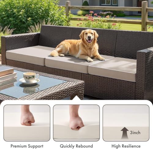 MIULEE Cream White Outdoor Cushions 2 Pack,19x19x3 Inch Waterproof Cushions - color: Cream White, size: 19 x 19 x 3 Inch