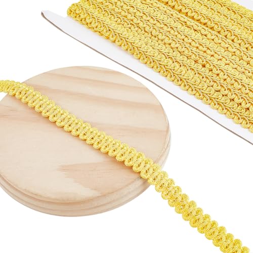 14 Yards Gimp Braid Trim for Sewing, 0.5inch Decorative Fabric Trim Polyester Sewing Trim Ribbon Woven Curtain Fabric Trim for Upholstery Sewing Hand Crafts Costume Home Decorative, Yellow - color: Yellow