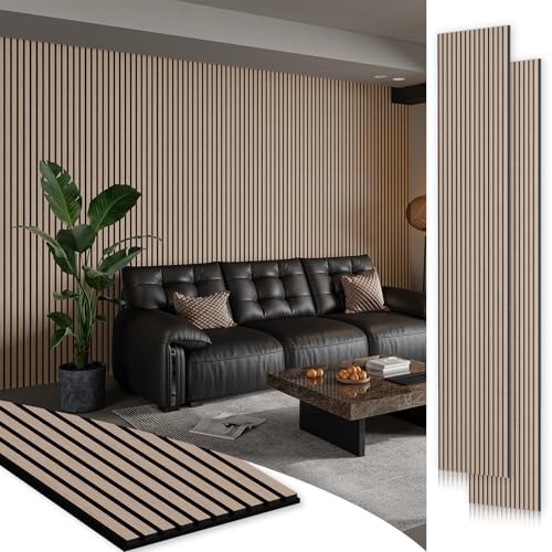 SMARTSTANDARD 2 Pack 106" x 12.6" Wood Slat Wall Panels, Walnut - color: Walnut, size: 106" x 25.2"